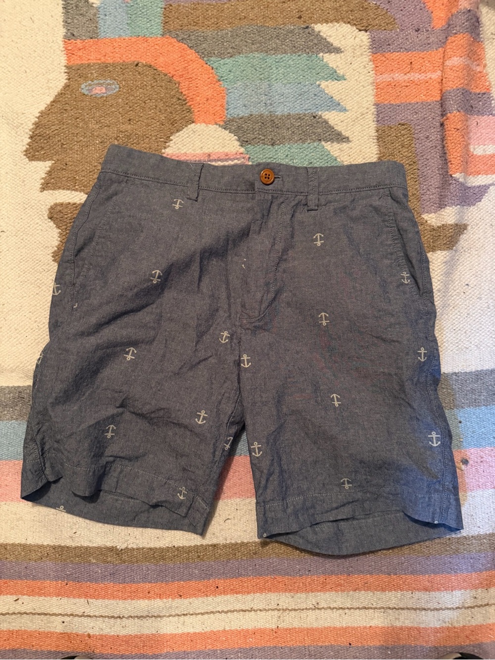 J.Crew Gramercy Anchor Print Chino Shorts Greyish Blue Nautical Cotton Preppy
